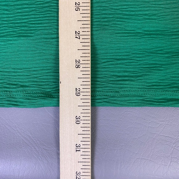 Como Blu Blouse Top Womens 1X Green Textured Button Front 3/4 Sleeve Lace Detail - Picture 8 of 9